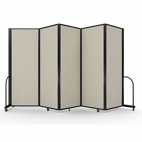 Screenflex Portable Partitions Full Motion Room Dividers 5 Panels - 14.1 ft Width x 90" Height - Steel Frame - Fabric, Polyester - Sand - 1 Each (FSH765BSND)