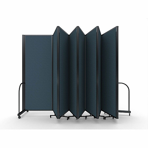 Screenflex Portable Partitions Full Motion Room Dividers 9 Panels - 25.1 ft Width x 90" Height - Steel Frame - Fabric, Polyester - Blue - 1 Each (FSH769BDB)