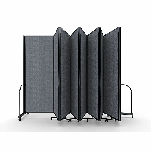 Screenflex Portable Partitions Full Motion Room Dividers 9 Panels - 25.1 ft Width x 90" Height - Steel Frame - Fabric, Polyester - Gray - 1 Each (FSH769BDG)