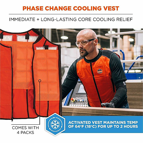 Ergodyne Chill-Its 6260 Cooling Packs Vest Kit Recommended for: Indoor/Outdoor, Industrial, Pulp & Paper, Running, Biking, Yardwork - 2XL/3XL - 34.50" Chest - Heat, Warm Temperature, Heat Stress Protection - Hook & Loop/Zipper Closure - 2 Pocket(s (12114)
