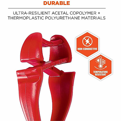 Ergodyne Squids 3425 Swiveling Glove Clip Holder for Gloves, Mitten, Personal Protective Equipment (PPE), Towel, Belt, Warehouse, Construction, Distribution - Swivel, Strong, Temperature Resistant, Durable, Non-conductive, Easy Grip - Red - Acetal (19553)