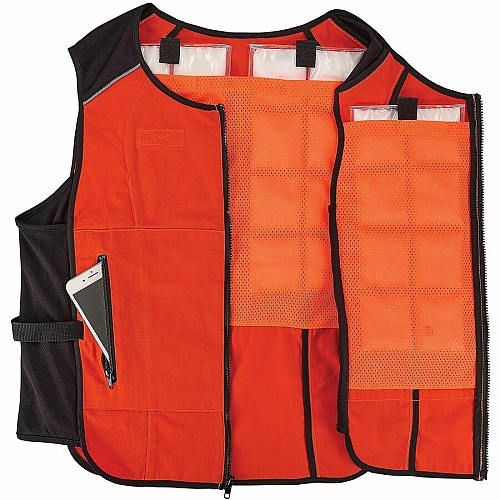 Ergodyne Chill-Its 6260 Cooling Packs Vest Kit Recommended for: Indoor/Outdoor, Industrial, Pulp & Paper, Running, Biking, Yardwork - Small/Medium - 30.75" Chest - Heat, Warm Temperature, Heat Stress Protection - Hook & Loop/Zipper Closure - 2 Poc (12009)