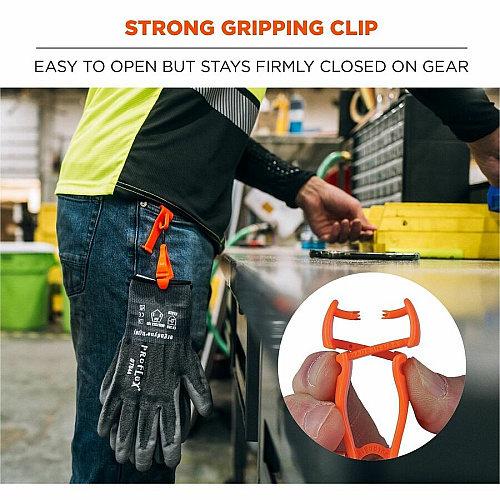 Ergodyne Squids 3425 Swiveling Glove Clip Holder for Gloves, Mitten, Personal Protective Equipment (PPE), Towel, Belt, Warehouse, Construction, Distribution - Swivel, Strong, Temperature Resistant, Durable, Non-conductive, Easy Grip - Black - Acet (19552)