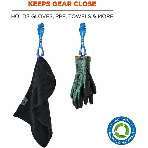 Ergodyne Squids 3400-ECO Recycled Glove Clip Holder for Gloves, Personal Protective Equipment (PPE), Towel, Mitten, Warehouse, Distribution, Construction, Manufacturing, Food Processing Plant, Retail Worker, Belt, ... - Detachable, Dual Clip, Non- (19227)