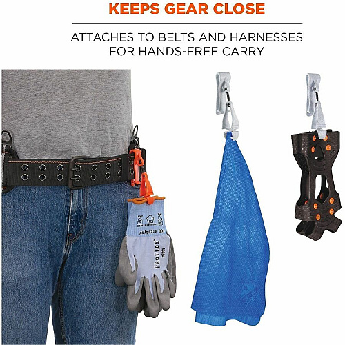 Ergodyne Squids 3425 Swiveling Glove Clip Holder for Gloves, Mitten, Personal Protective Equipment (PPE), Towel, Belt, Warehouse, Construction, Distribution - Swivel, Strong, Temperature Resistant, Durable, Non-conductive, Easy Grip - Granite - Ac (19555)
