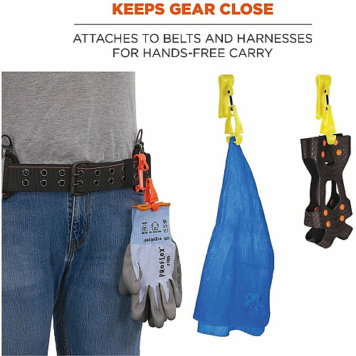 Ergodyne Squids 3425 Swiveling Glove Clip Holder for Gloves, Mitten, Personal Protective Equipment (PPE), Towel, Belt, Warehouse, Construction, Distribution - Swivel, Strong, Temperature Resistant, Durable, Non-conductive, Easy Grip - Lime - Aceta (19559)