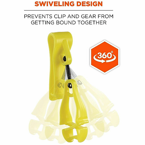Ergodyne Squids 3425 Swiveling Glove Clip Holder for Gloves, Mitten, Personal Protective Equipment (PPE), Towel, Belt, Warehouse, Construction, Distribution - Swivel, Strong, Temperature Resistant, Durable, Non-conductive, Easy Grip - Lime - Aceta (19559)