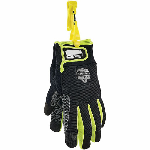 Ergodyne Squids 3425 Swiveling Glove Clip Holder for Gloves, Mitten, Personal Protective Equipment (PPE), Towel, Belt, Warehouse, Construction, Distribution - Swivel, Strong, Temperature Resistant, Durable, Non-conductive, Easy Grip - Lime - Aceta (19559)