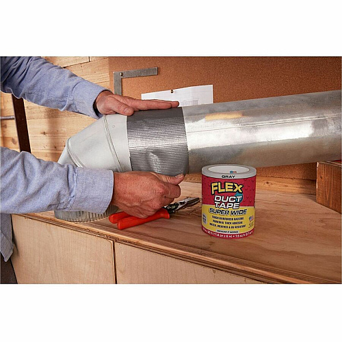 FLEX SEAL Super Wide Duct Tape 20 ft Length x 4.60" Width - Gray - Rubber Adhesive - Water Resistant, Weather Resistant, UV Resistant - For Reinforcing, Box, Household, Repair, DIY, Sealing, Drafting, Window, Door, Furniture, Fabric, ... - 6  (DTGRYR4620)