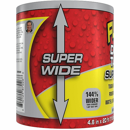 FLEX SEAL Super Wide Duct Tape 20 ft Length x 4.60" Width - Gray - Rubber Adhesive - Water Resistant, Weather Resistant, UV Resistant - For Reinforcing, Box, Household, Repair, DIY, Sealing, Drafting, Window, Door, Furniture, Fabric, ... - 6  (DTGRYR4620)