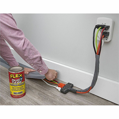 FLEX SEAL Super Wide Duct Tape 20 ft Length x 7.50" Width - Gray - Rubber Adhesive - Water Resistant, Weather Resistant, UV Resistant - For Reinforcing, Box, Household, Repair, DIY, Sealing, Drafting, Window, Door, Furniture, Fabric, ... - 3  (DTGRYR7520)