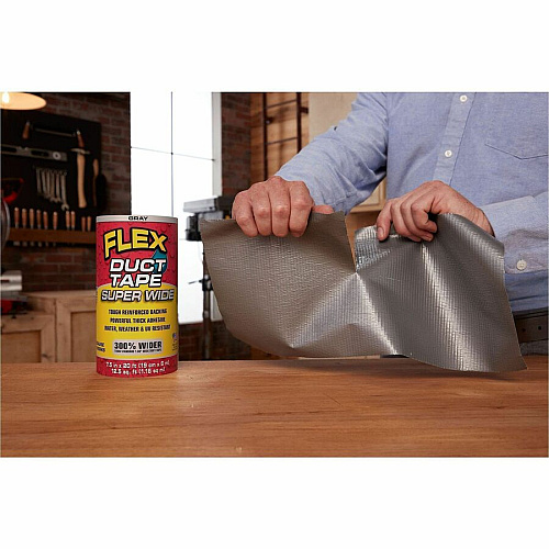FLEX SEAL Super Wide Duct Tape 20 ft Length x 7.50" Width - Gray - Rubber Adhesive - Water Resistant, Weather Resistant, UV Resistant - For Reinforcing, Box, Household, Repair, DIY, Sealing, Drafting, Window, Door, Furniture, Fabric, ... - 3  (DTGRYR7520)