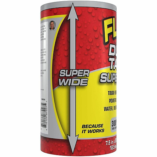 FLEX SEAL Super Wide Duct Tape 20 ft Length x 7.50" Width - Gray - Rubber Adhesive - Water Resistant, Weather Resistant, UV Resistant - For Reinforcing, Box, Household, Repair, DIY, Sealing, Drafting, Window, Door, Furniture, Fabric, ... - 3  (DTGRYR7520)