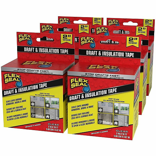 FLEX SEAL Draft Tape 16 ft Length x 2" Width - Clear - Weather Proof, Moisture Proof, Cold Resistant, Crack Resistant, Dust Resistant, Moisture Resistant - For Drafting, Insulating, Window, Door, Sealing, Indoor, Outdoor, Multi Surface, Nonpo (DFSCLR0216)