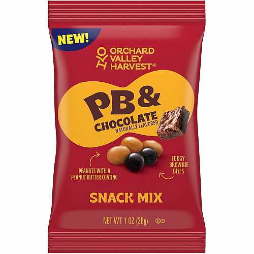 Orchard Valley Harvest Snack Box No Artificial Flavor - Chocolate Brownie, Crunchy Peanut Butter - 1 oz - 8/Bag - 16 / Carton (22002943)