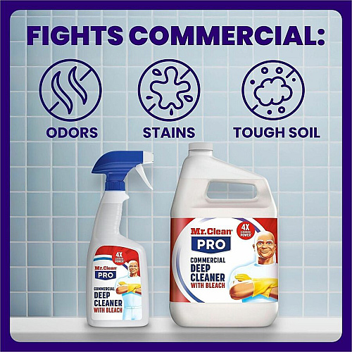 Mr. Clean Deep Cleaner with Bleach For Multi Surface, Multipurpose - Ready-To-Use - Liquid, Spray - 32 fl oz (1 quart) - Recommended For: Soil Remover, Grime Remover, Mold Remover, Stain Remover, Odor Remover - Alkylphenols-free, Benzene-free, Lea (25677)