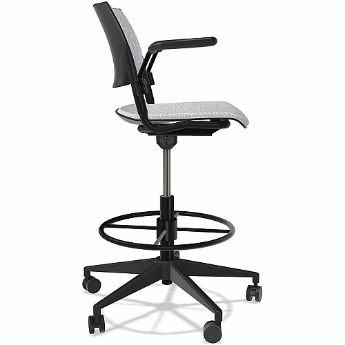 NIMA Swivel-Base Stools Gray Seat Color - Fabric Seat Material - Nero Frame Color - Steel Frame Material - Black - Plastic - Armrest - 1 Carton (1180)