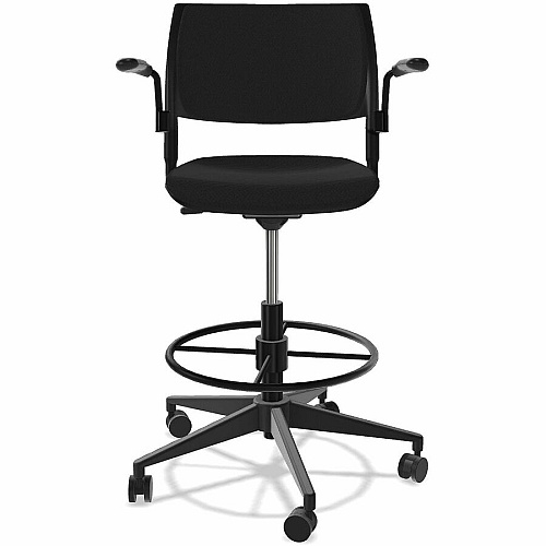 NIMA Swivel-Base Stools Black Seat Color - Fabric Seat Material - Nero Frame Color - Steel Frame Material - Black - Plastic - Armrest - 1 Carton (1170)