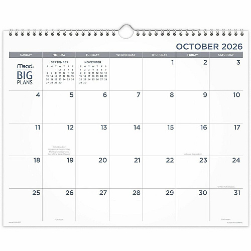 Mead BIG PLANS Monthly Wall Calendar (CR30707)