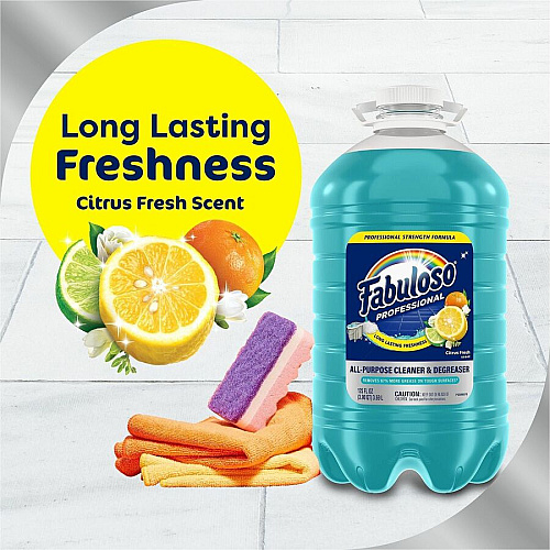 Fabuloso Ocean Multi-use Cleaner For Multipurpose - Concentrate - Liquid - 125 fl oz (3.9 quart) - Citrus, Fresh, Lavender Scent - Recommended For: Grease Remover, Stain Remover - Long Lasting, Deodorize - Aqua4 / Carton (61051911)