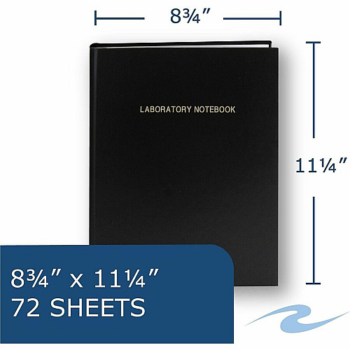 Roaring Spring Lab Research Notebook 72 Sheets - 144 Pages - Printed - Casebound/Sewn - Both Side Ruling Surface - Ruled Front Ruling - 24 lb Basis Weight - 11 1/4" x 8 3/4" Sheet Size - White Paper - Black Laminated Cover - Numbered, Heavyweigh (77160CT)
