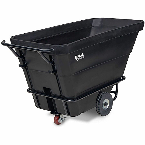 Royal Basket Trucks Tilt Trucks 0.50yd? Volume Capacity - Polyethylene, Plastic - 68" Length x 29" Width x 30" Depth x 36" Height - Steel Frame - Black - 1 Each (R05RGXTTT4R1)