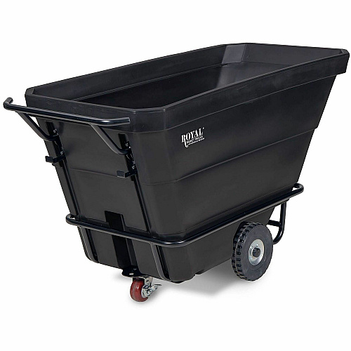Royal Basket Trucks Tilt Trucks 0.50yd? Volume Capacity - Polyethylene, Plastic - 68" Length x 29" Width x 30" Depth x 36" Height - Steel Frame - Black - 1 Each (R05RGXTTT4R1)