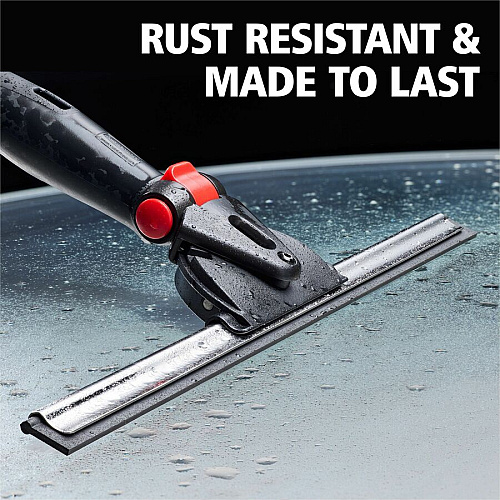 Rubbermaid Commercial Glass Squeegee Rubber Blade - 1.6" Height x 7.6" Width x 13.8" Length - Streak-free, Rust Resistant, Durable, Long Lasting, Pivot Control, Adjustable Handle, Ergonomic Handle, Comfort Grip - Compatible with Glass - Black -  (2221950)