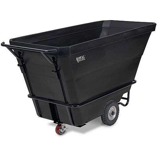 Royal Basket Trucks Tilt Trucks 1yd? Volume Capacity - Polyethylene, Plastic - 78" Length x 33" Width x 37" Depth x 43" Height - Steel Frame - Black - 1 Each (R10RGXTTT5R1)