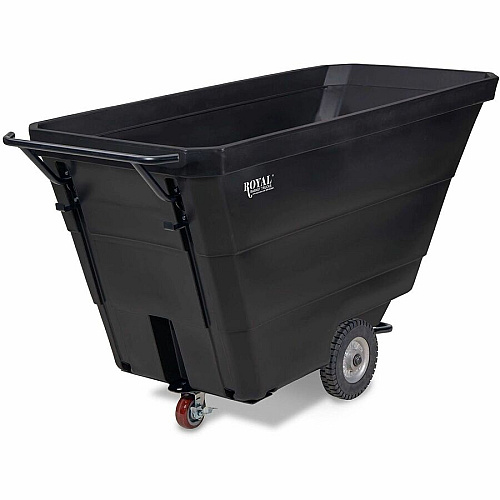 Royal Basket Trucks Tilt Trucks 1yd? Volume Capacity - Polyethylene, Plastic - 78" Length x 33" Width x 37" Depth x 43" Height - Steel Frame - Black - 1 Each (R10RGXTUT5R1)