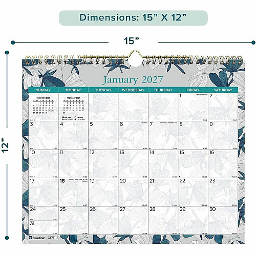 Blueline Garden Monthly Wall Calendar (C171115)