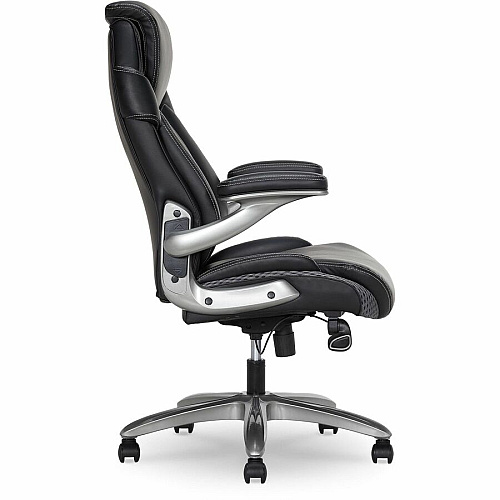 Lorell Lumbar Foam Executive Chair 5-star Base - Black - Memory Foam, Bonded Leather - Armrest - 1 Each (LLR47923)