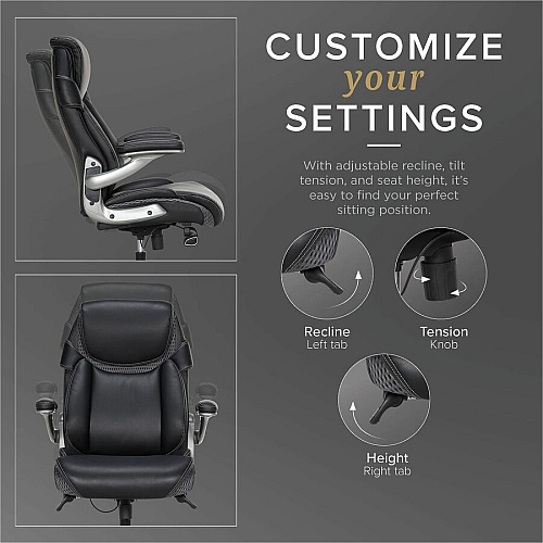 Lorell Lumbar Foam Executive Chair 5-star Base - Black - Memory Foam, Bonded Leather - Armrest - 1 Each (LLR47923)