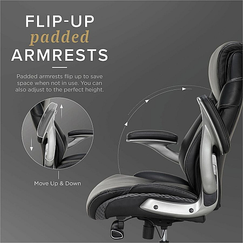Lorell Lumbar Foam Executive Chair 5-star Base - Black - Memory Foam, Bonded Leather - Armrest - 1 Each (LLR47923)