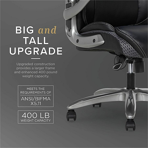 Lorell Lumbar Foam Executive Chair 5-star Base - Black - Memory Foam, Bonded Leather - Armrest - 1 Each (LLR47923)