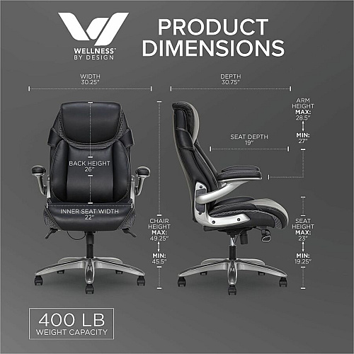 Lorell Lumbar Foam Executive Chair 5-star Base - Black - Memory Foam, Bonded Leather - Armrest - 1 Each (LLR47923)