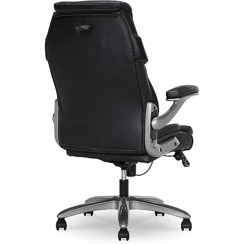 Lorell Lumbar Foam Executive Chair 5-star Base - Black - Memory Foam, Bonded Leather - Armrest - 1 Each (LLR47923)