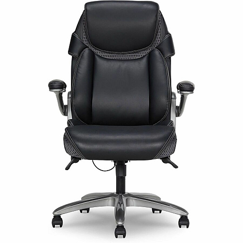 Lorell Lumbar Foam Executive Chair 5-star Base - Black - Memory Foam, Bonded Leather - Armrest - 1 Each (LLR47923)