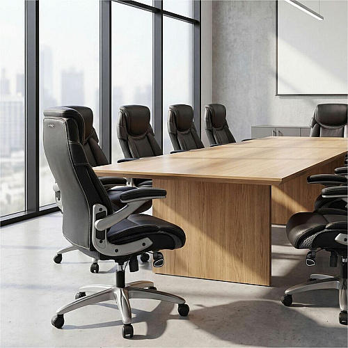 Lorell Lumbar Foam Executive Chair 5-star Base - Black - Memory Foam, Bonded Leather - Armrest - 1 Each (LLR47923)