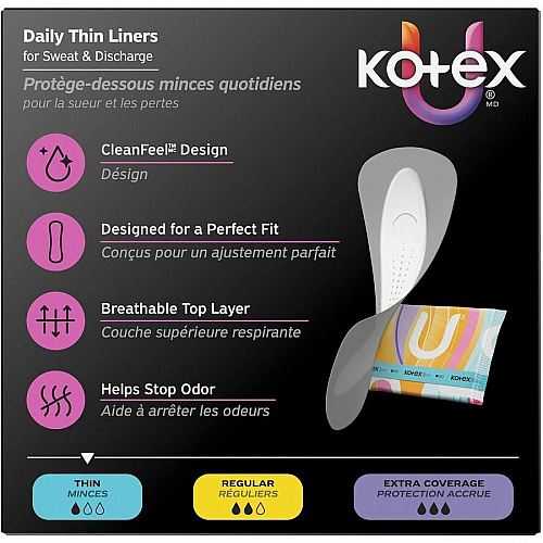 U by Kotex Wrapped Panty Liners Light - Absorbent, Individually Wrapped, Odor-absorbing, Chlorine-free - 120 / Box (58311)