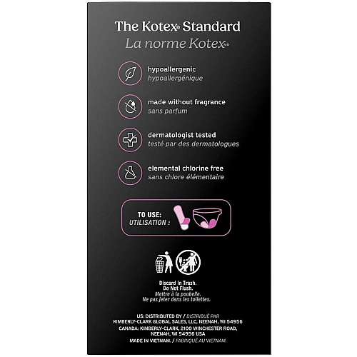 U by Kotex Ultra-Thin Period Pads Regular - Absorbent, Anti-leak, Hypoallergenic, Chlorine-free, Comfortable - 44 / Box (58246)