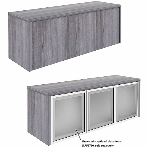 Lorell Essentials Wall-Mounted Hutches with Wood Doors 17" Height x 48" Width x 15" Depth - 3 Door(s) - Material: Laminate - Finish: Weathered Charcoal - Wall Mountable, Flexible - For Storage - 1 Each (LLR69635)