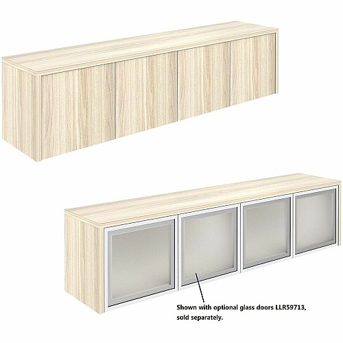 Lorell Essentials Wall-Mounted Hutches with Wood Doors 17" Height x 72" Width x 15" Depth - 4 Door(s) - Material: Laminate - Finish: Modern Elm - Wall Mountable, Flexible - For Storage - 1 Each (LLR66346)