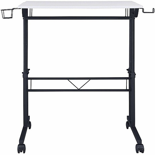 Techni Mobili Rolling Writing Desk Textured, White Top - Modern Style - 44 lb Capacity - Height Adjustable - 36" Table Top Width x 25" Table Top Depth x 0.69" Table Top Thickness - 40" Height - Writing, Home Office, Laptop - Assembly Required  (3800SUWHT)