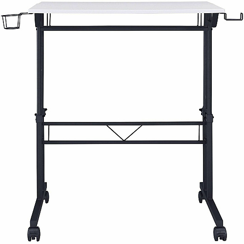 Techni Mobili Rolling Writing Desk Textured, White Top - Modern Style - 44 lb Capacity - Height Adjustable - 36" Table Top Width x 25" Table Top Depth x 0.69" Table Top Thickness - 40" Height - Writing, Home Office, Laptop - Assembly Required  (3800SUWHT)