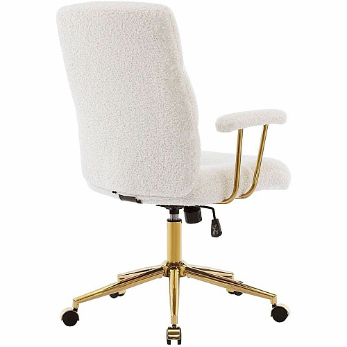 Techni Mobili Textured Boucle Office Chair White Seat Color - Plush, Foam Seat Material - White Back Color - Foam, Plush Back Material - 5-star Base - White, Gold - Nylon - Armrest - 1 Each (3270CWHT)