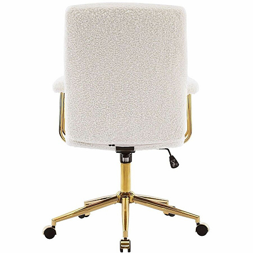 Techni Mobili Textured Boucle Office Chair White Seat Color - Plush, Foam Seat Material - White Back Color - Foam, Plush Back Material - 5-star Base - White, Gold - Nylon - Armrest - 1 Each (3270CWHT)