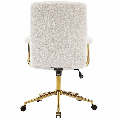 Techni Mobili Textured Boucle Office Chair White Seat Color - Plush, Foam Seat Material - White Back Color - Foam, Plush Back Material - 5-star Base - White, Gold - Nylon - Armrest - 1 Each (3270CWHT)