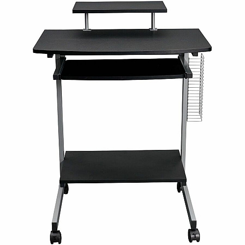 Techni Mobili Compact Computer Cart 120 lb Load Capacity - 4 Casters - Medium Density Fiberboard (MDF), Polyvinyl Chloride (PVC), Laminate, Veneer, Engineered Wood - 28" Width x 20.75" Depth x 35.75" Height - Steel Frame - Graphite - 1 Each (2018GPH06)