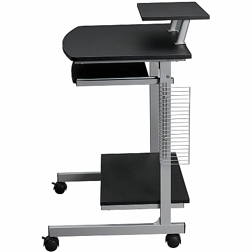 Techni Mobili Compact Computer Cart 120 lb Load Capacity - 4 Casters - Medium Density Fiberboard (MDF), Polyvinyl Chloride (PVC), Laminate, Veneer, Engineered Wood - 28" Width x 20.75" Depth x 35.75" Height - Steel Frame - Graphite - 1 Each (2018GPH06)